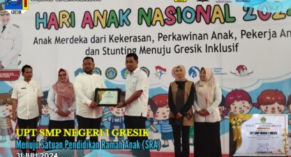 UPT SMPN 1 Gresik Raih Penghargaan Menuju Satuan Pendidikan Ramah Anak